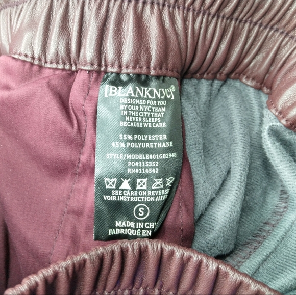New Blank NYC Faux Leather Drawstring Jogger Color Grape Shake Size S - Picture 11 of 11